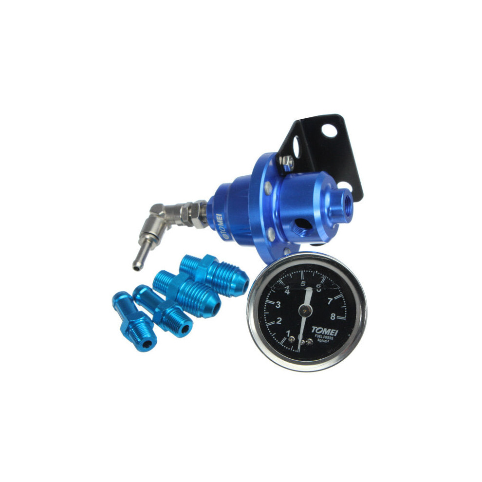 Adjustable Fuel Pressure Regulator With Filled Oil Gauge Aluminum Blue 9078193194890