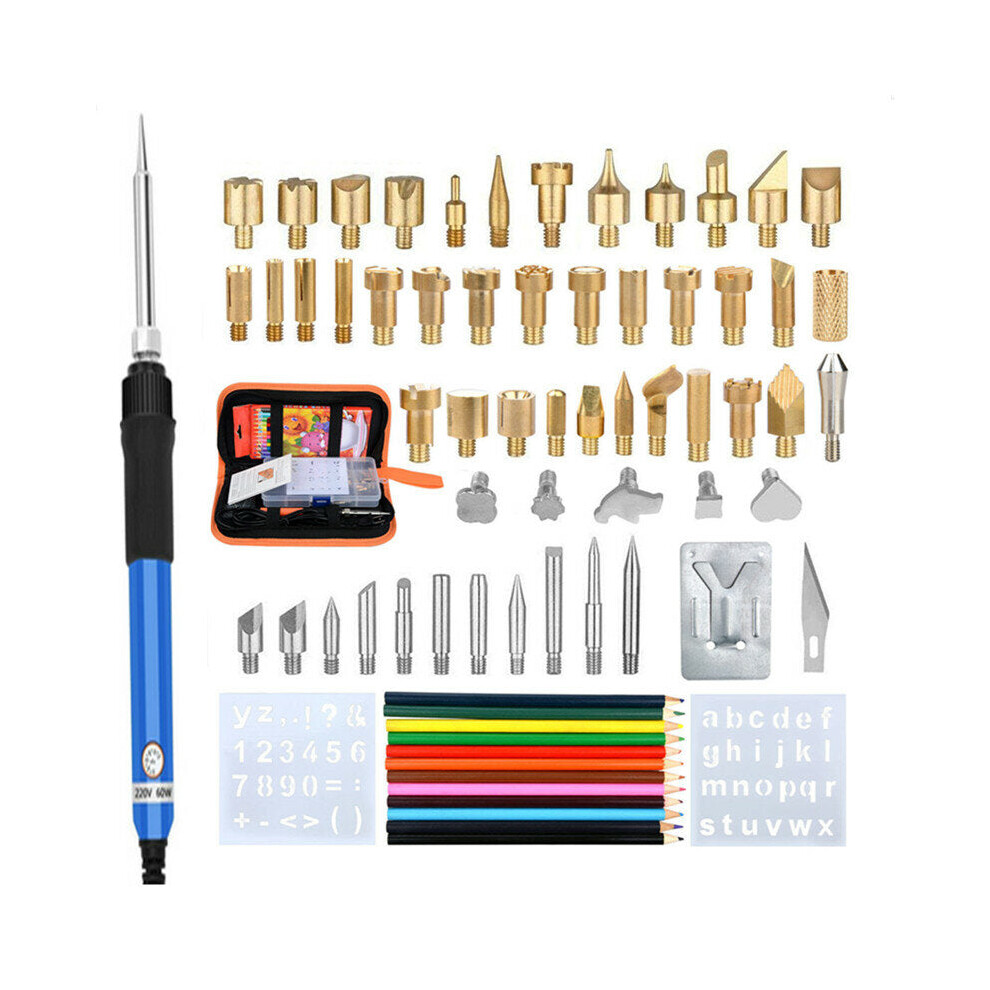 (US Plug) 71Pcs 60W Adjustable Temperature Electric Soldering Pyrography Iron Set Welding Solder Station Heat Pencil Repair Tools Kit Woodwork
