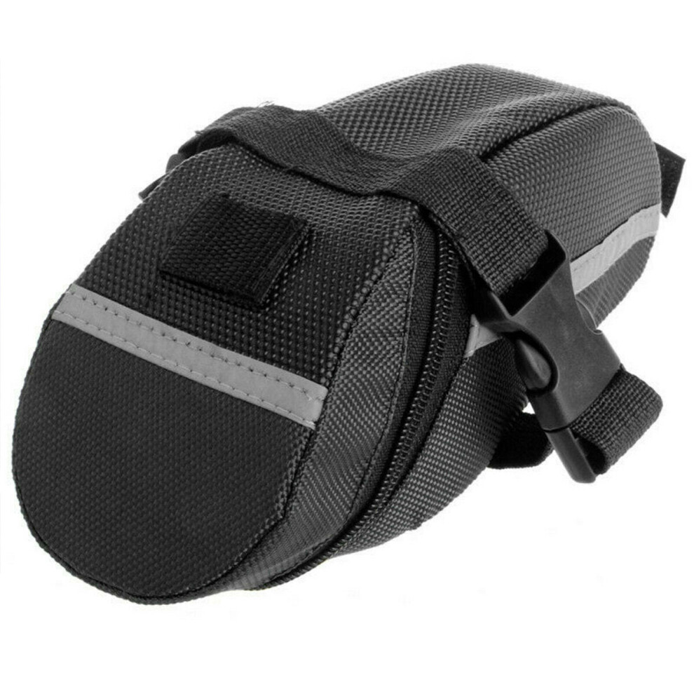 (Black) Bike Saddle Bag Bicycle Seat Rear Bag PU Leather Waterproof Tail Storage Bag Outdoor Cycling Bicycle Bag