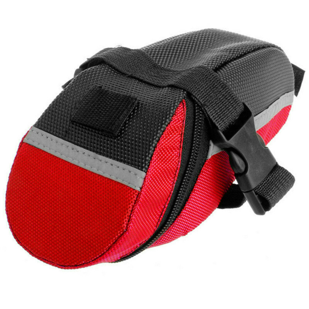(Red) Bike Saddle Bag Bicycle Seat Rear Bag PU Leather Waterproof Tail Storage Bag Outdoor Cycling Bicycle Bag