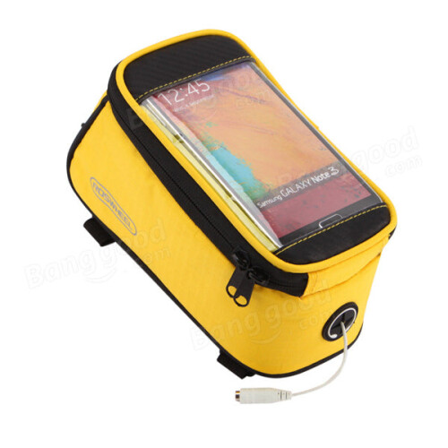 (Yellow, M) Bicycle Mobile Phone Touch Screen Bag Frame Tube Bag 1