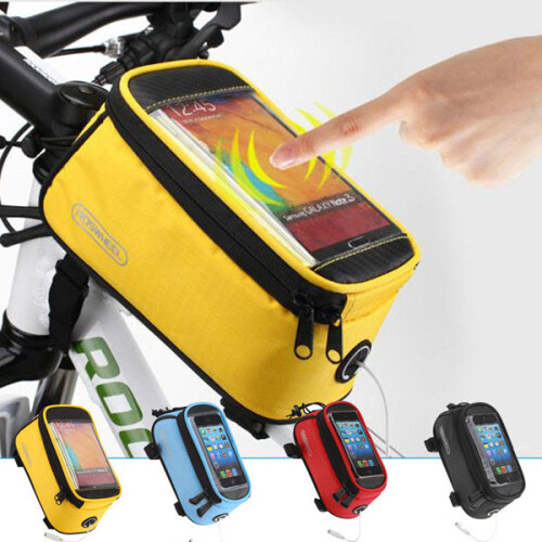 (Yellow, M) Bicycle Mobile Phone Touch Screen Bag Frame Tube Bag 2