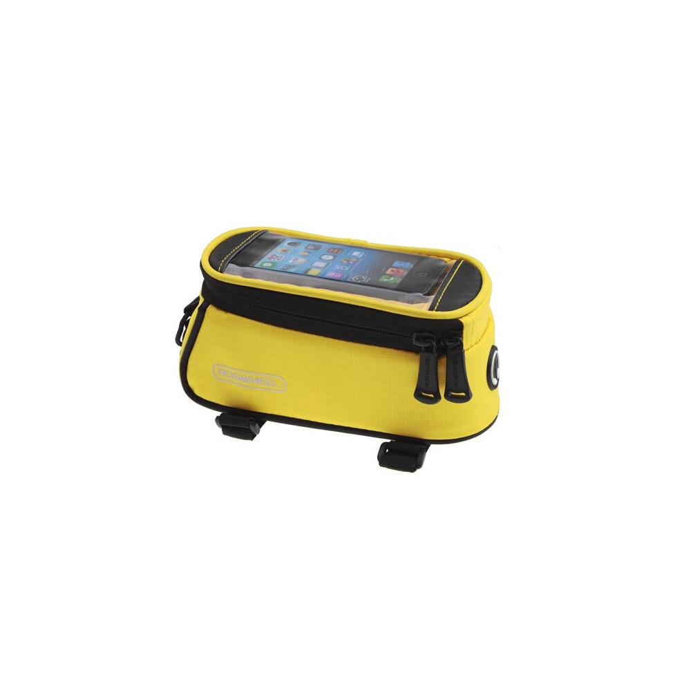 (Yellow, L) Bicycle Mobile Phone Touch Screen Bag Frame Tube Bag