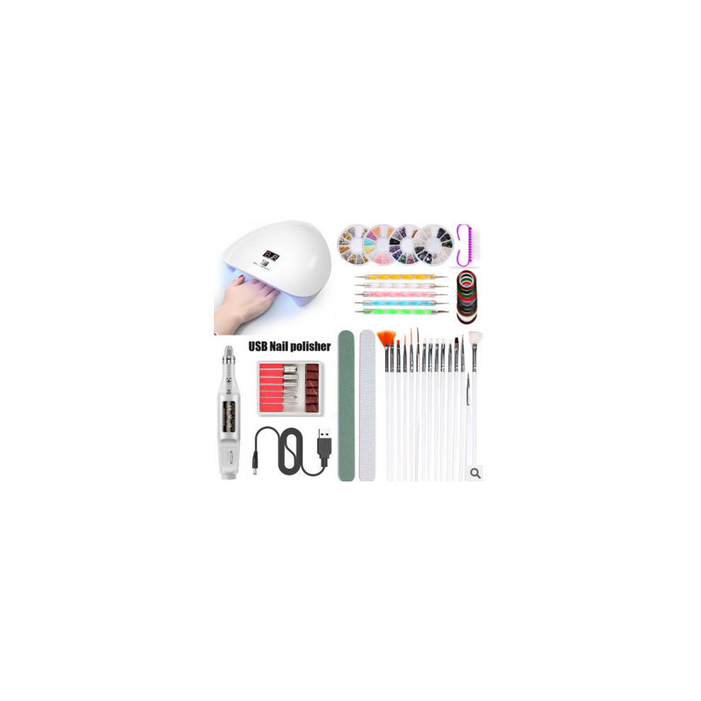 Greenzech White (White) 45W Intelligent Induction Nail Uv Phototherapy Lamp Nail Polishing Set