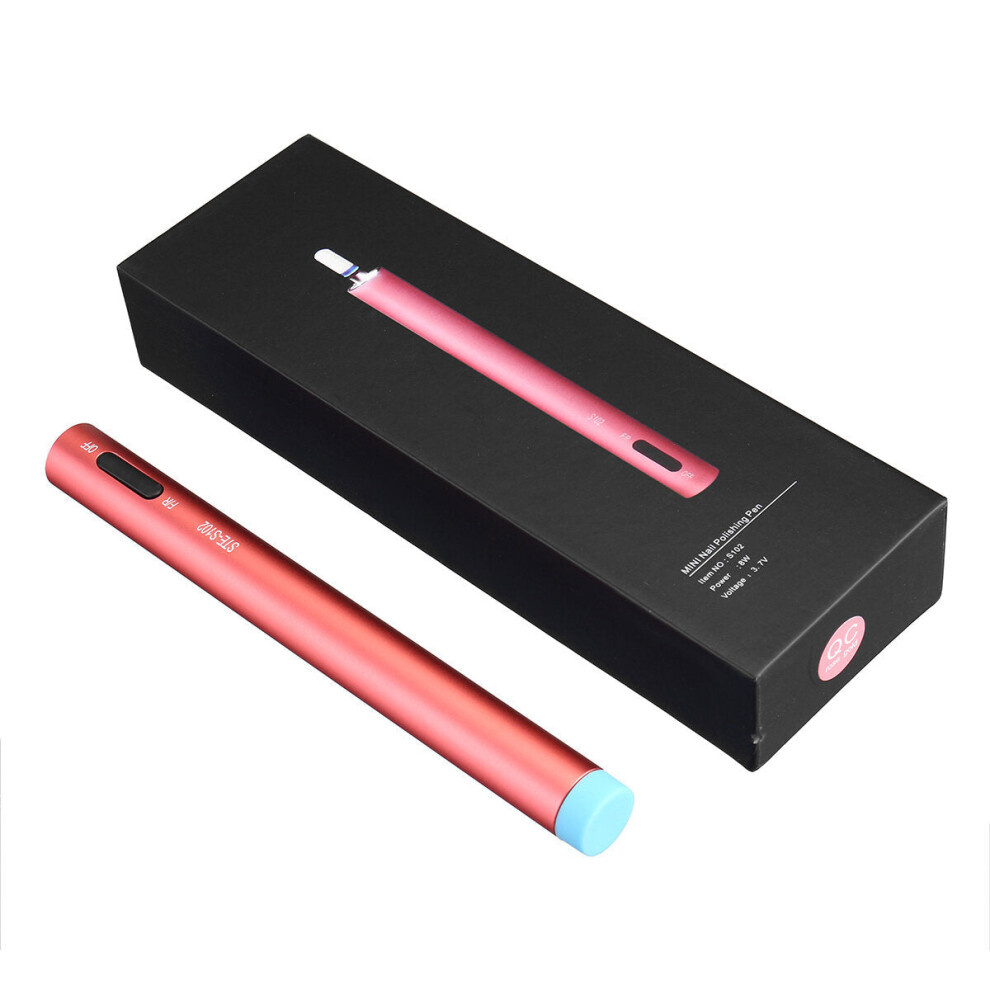(Rose Gold) Nail Polish Pen Mini Portable USB Rechargeable Nail Grinder LED Lights Nail Gel Gel Manicure Pen