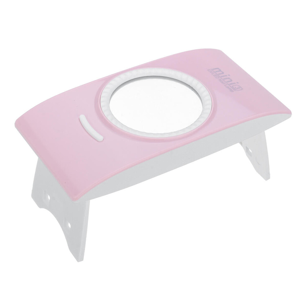 (Pink) 2 in 1 30W USB UV Lamp & Mirror Nail Polish Light Foldable Nail Dryer Gel Curing Machine