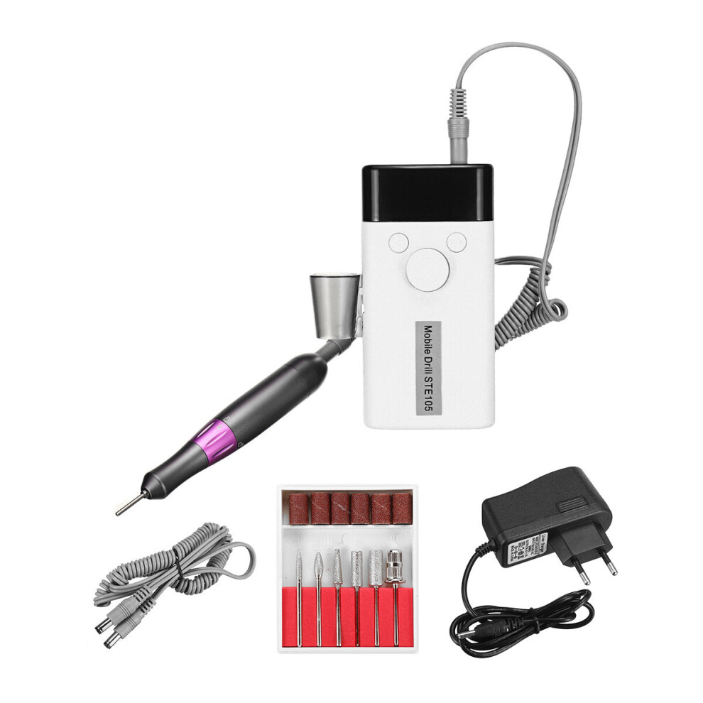 (White, US Plug) 30000RPM Portable Mini Electric Polisher Nail Drill File Manicure Tools Kit Grinding Machine