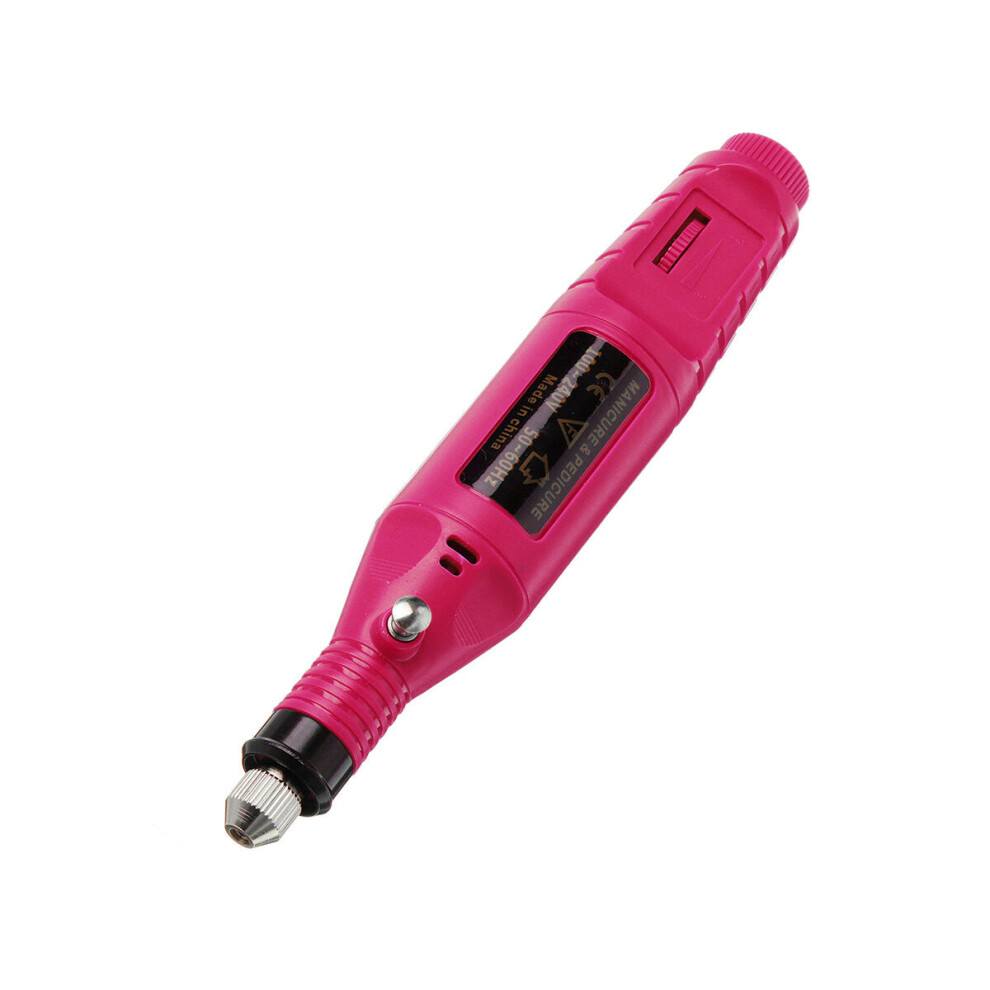 (Rose) Professional Acrylic Electric Engraving Pen Nail Art Drill File Manicure Pedicure Polishing Tools Kit