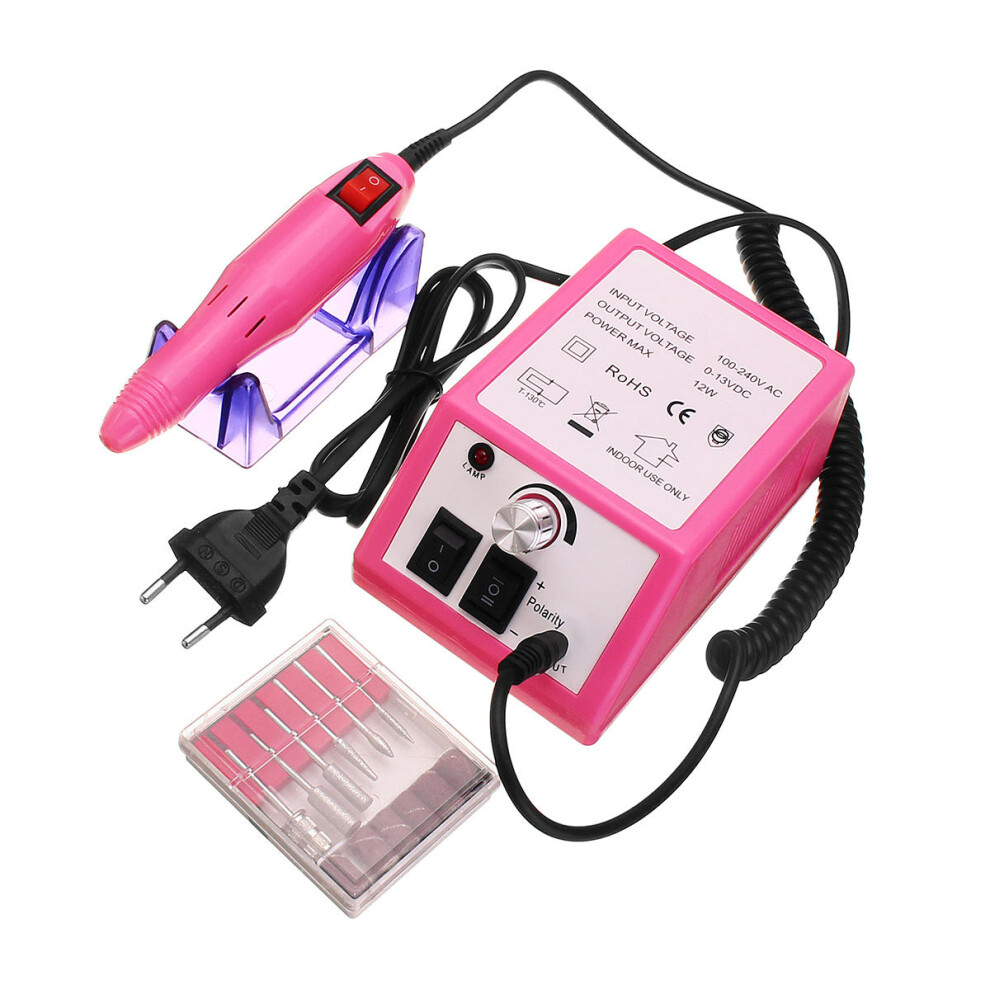 (Pink) Professional Electric Nail Polisher File Drill Manicure Pedicure Machine Tools