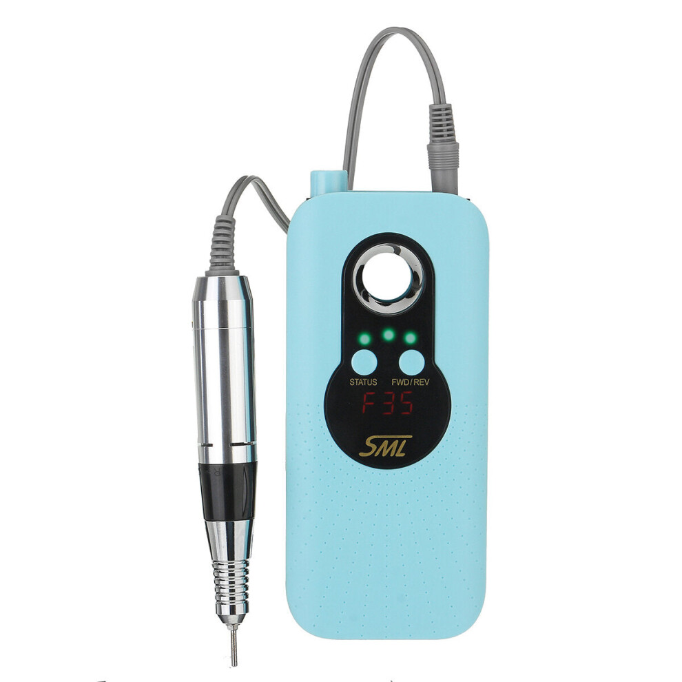 (Blue) 35000RPM Electric Nail Drill Machine Portable Rechargeable Manicure Pedicure Machine