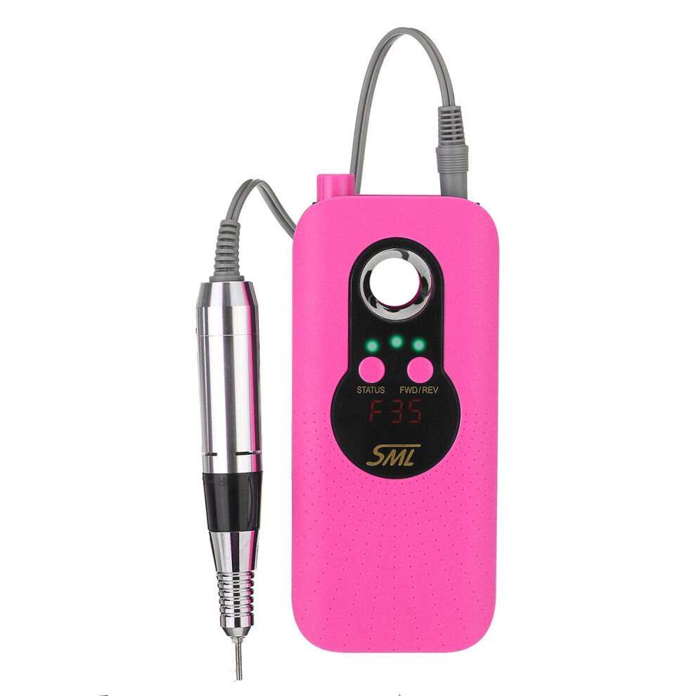 (Rose Red) 35000RPM Electric Nail Drill Machine Portable Rechargeable Manicure Pedicure Machine