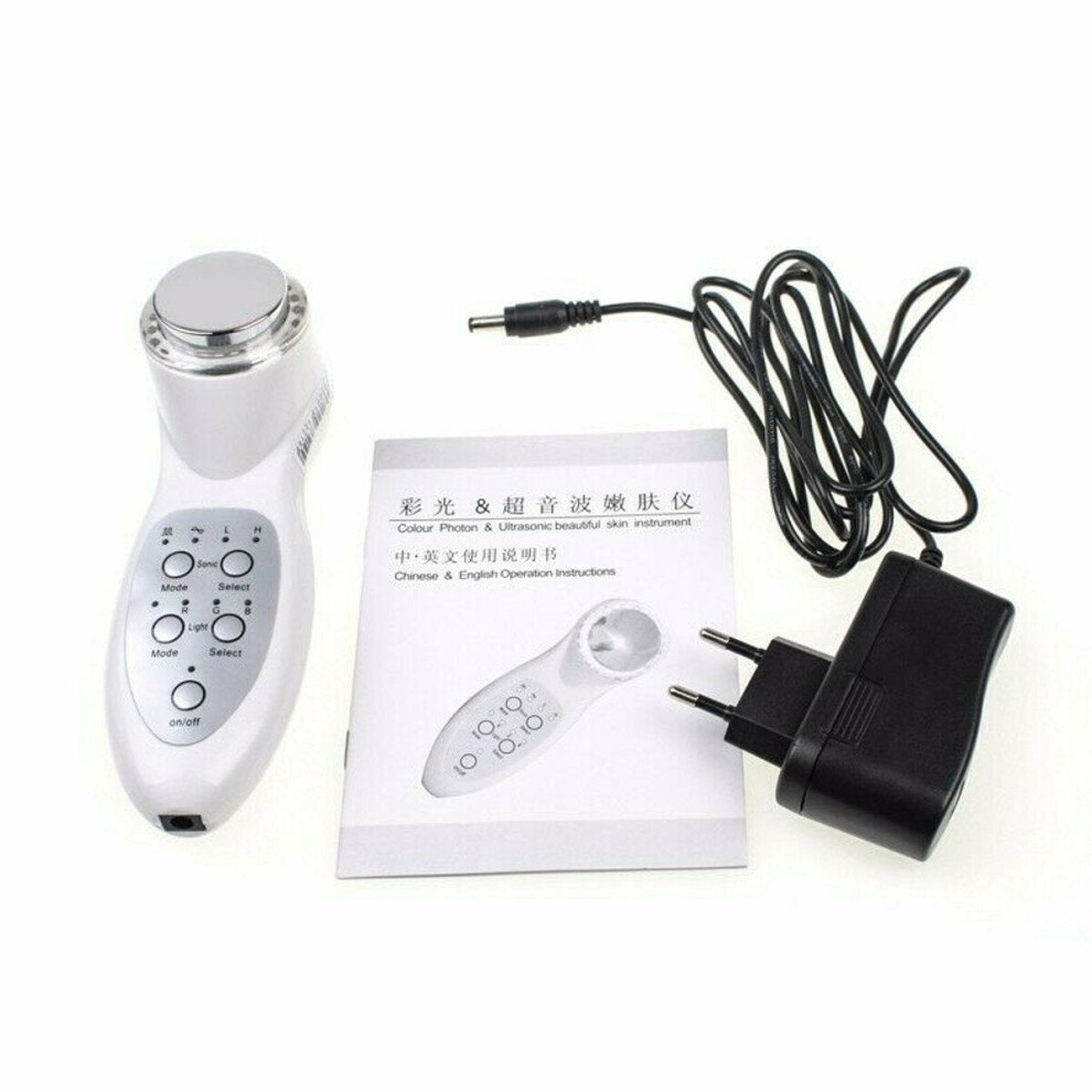 (EU Plug) 7 Color Led Light Ultrasonic Facial Skin Appliance Therapy Photon Rejuvenation Mode RGB Beauty Instrument Beauty Machine
