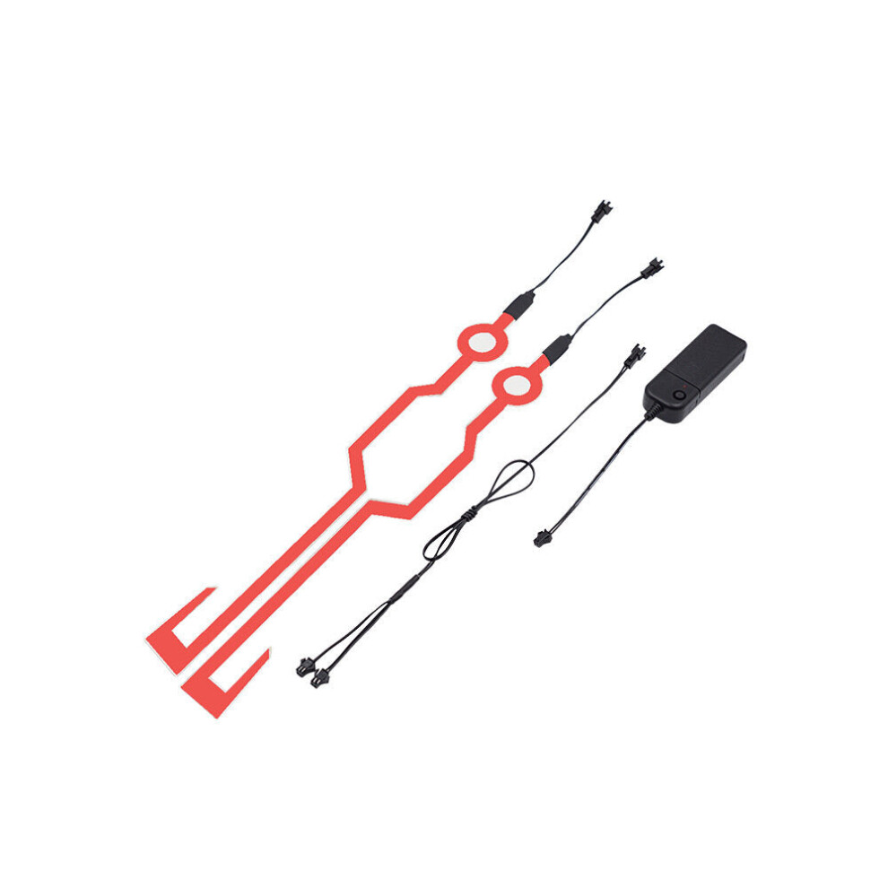 (Red) 2PCS Waterproof Cycling Helmet Light Riding Signal EL Strip Flashing LED Durable Kit Bar DIY Bicycle Helmet Strip Light