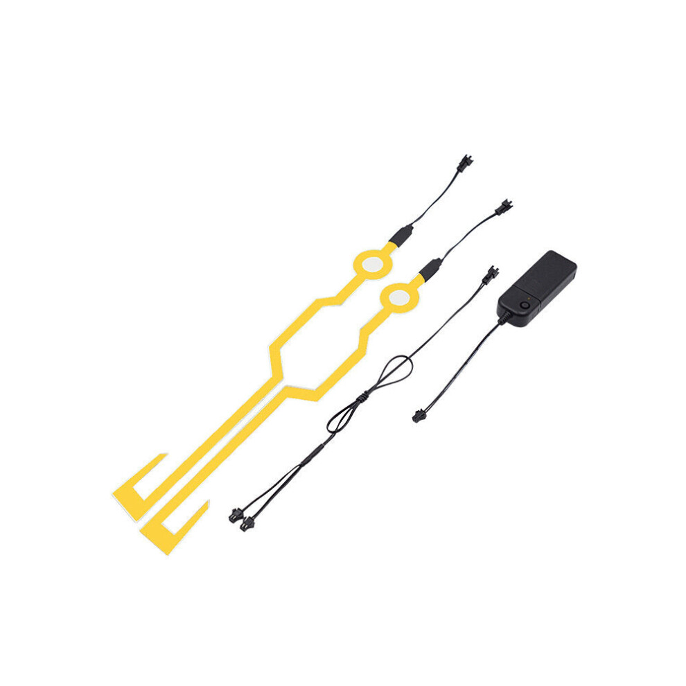 (Yellow) 2PCS Waterproof Cycling Helmet Light Riding Signal EL Strip Flashing LED Durable Kit Bar DIY Bicycle Helmet Strip Light