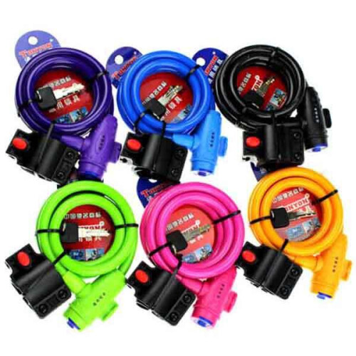 (Black) Universal Coil Cable Bike Cycle Bicycle Security Lock