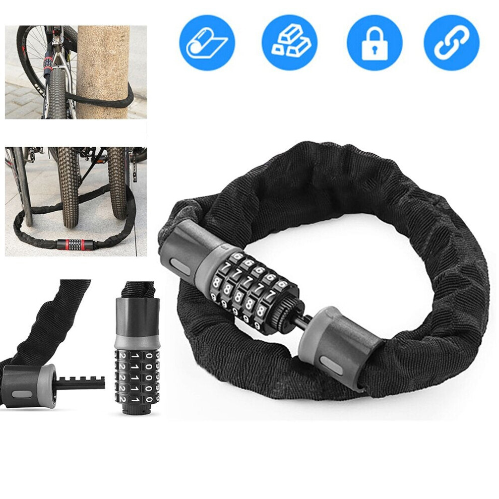 (90Cm) Bicycle Lock Safe Metal Anti-Theft Outdoor Bike Chain Lock Security Reinforced Cycling Chain Lock Bicycle Accessories 6112212233672