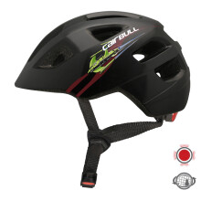 (Black) 3Modes Lights PC+EPS Shock-proof Children Riding Helmet Kids Bicycle Helmet Balance Scooter Safety Helmet with Taillight