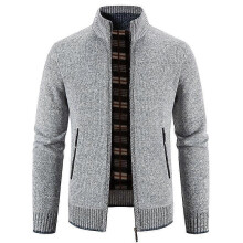 (2XL,Light Grey)Men's Knitted Cardigans Casual Full Zip Sweaters