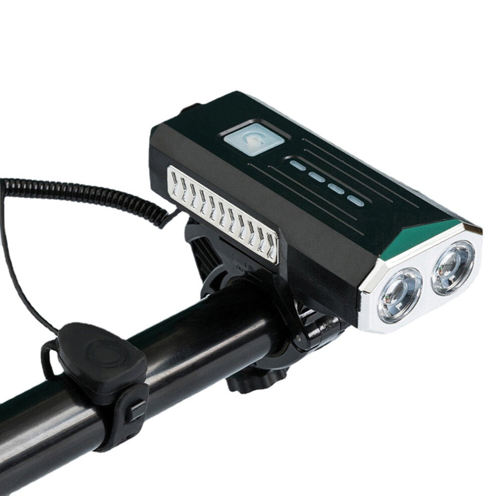(Silver) Bicycle Headlight Super Bright 3 Modes USB Rechargeable Bike Front Light with 120dB Horn Bell Power Bank