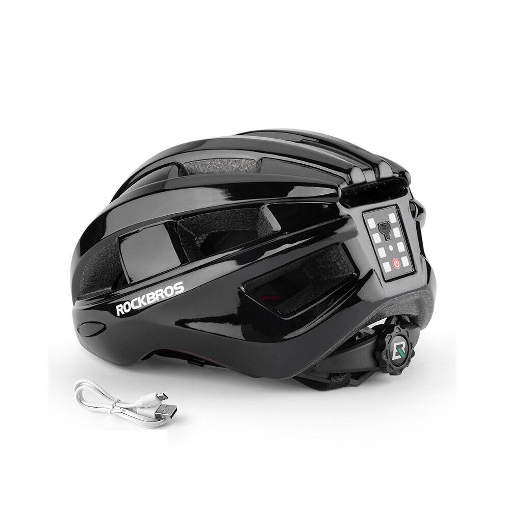 (Black) Cycling Helmet With Tail Light USB Charging Three Modes Of Light-Emitting Adjustable Mountain Bike Bicycle Helmet