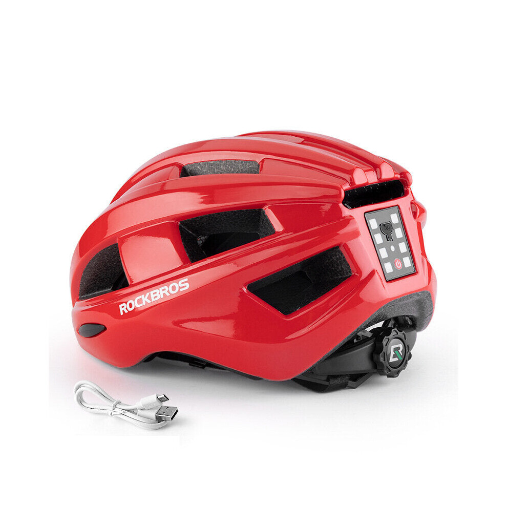 (Red) Cycling Helmet With Tail Light USB Charging Three Modes Of Light-Emitting Adjustable Mountain Bike Bicycle Helmet
