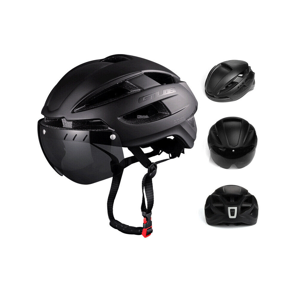 (Black) Bike Helmet 65cm Bicycle Goggles 9 Modes Taillight Breathable Helmet Outdoor Safety Cycling