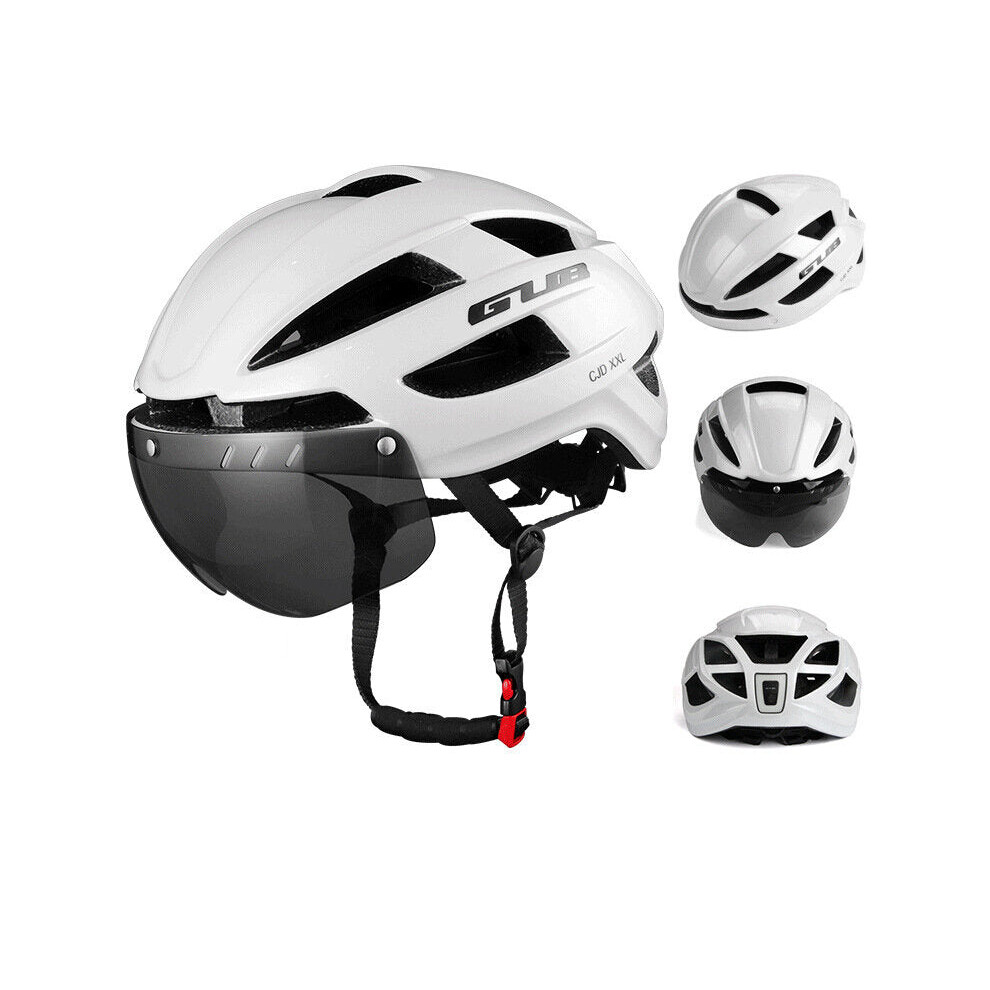 (White) Bike Helmet 65cm Bicycle Goggles 9 Modes Taillight Breathable Helmet Outdoor Safety Cycling