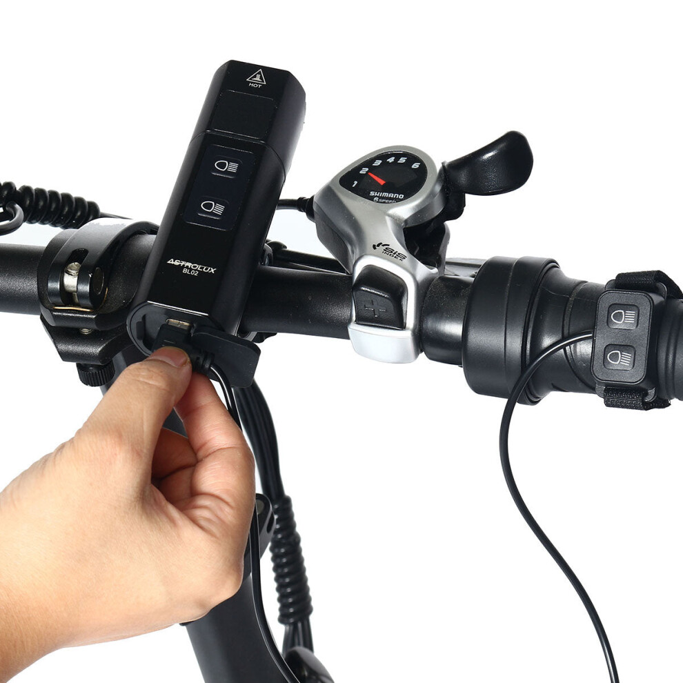 (With Remote Controller) Waterproof USB Rechargeable Front Light 1200lm Dual Distance Beam Switch Flashlight Support Wire Remote Power Bank for Electric Bike Scooter