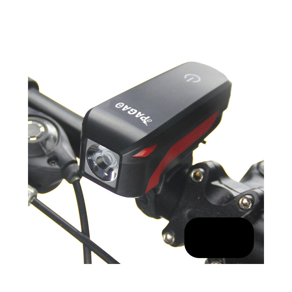 (Black) Bicycle Headlight Electronic Bell Siren Alert Trumpet USB Charge 140DB