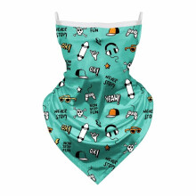 (Green) Kids Scarf Face Mask Neck Gaiter Balaclava Bandana Ice Silk Cooling UV Protection Dustproof Windproof for Children Headwear
