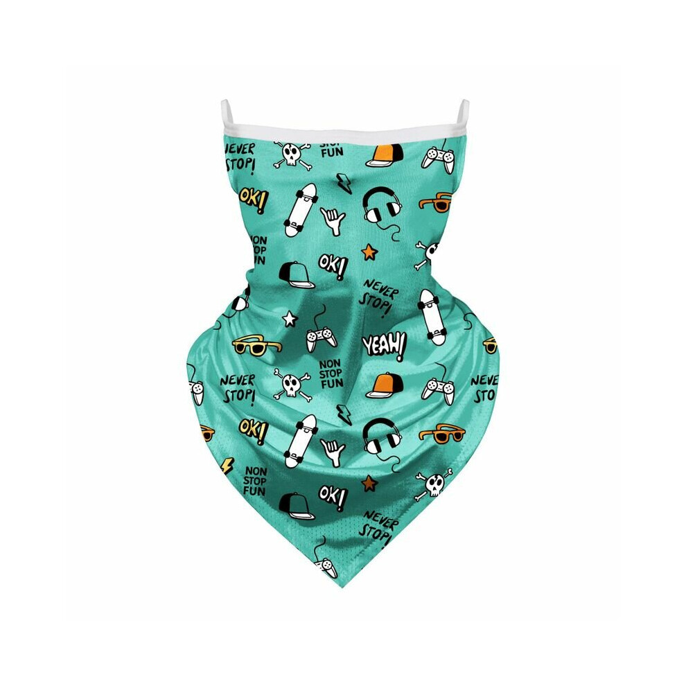(Green) Kids Scarf Face Mask Neck Gaiter Balaclava Bandana Ice Silk Cooling UV Protection Dustproof Windproof for Children Headwear