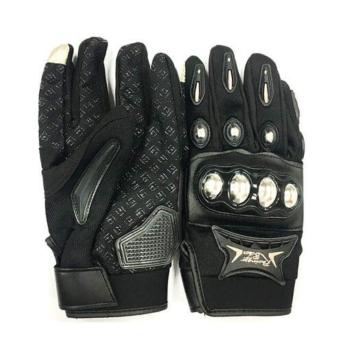 (M) Nylon Motorcycle Riding Gloves Black 1