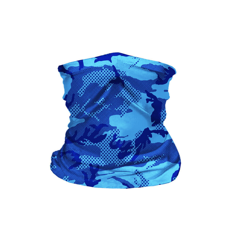 (Blue) Kids Neck Gaiter Scarf Face Mask Windproof UV Protection Breathable Bandana Head Scarf For Cycling Hiking