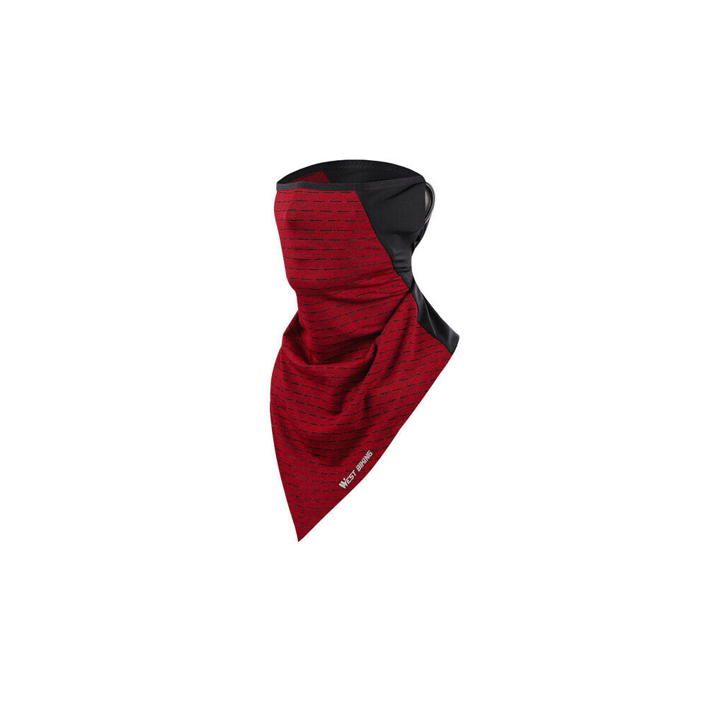(Red) Unisex Multifunction Ice Silk Triangle Scarf Wind-Proof Anti-Uv Dust-Proof Neck Protector Face Mask Cycling 6112212229415