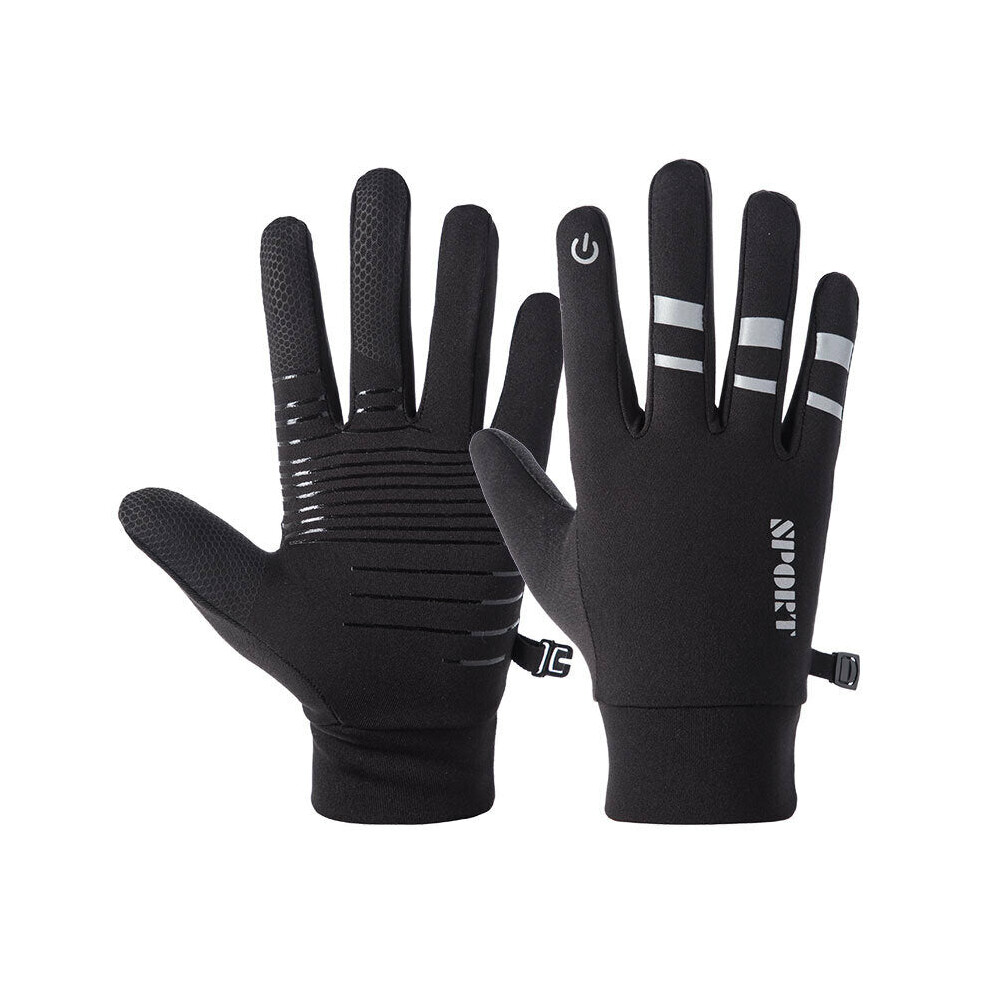 (Black, L) Winter Skiing Gloves Touch Screen Outdoor Snowboarding Windproof Thermal Warm