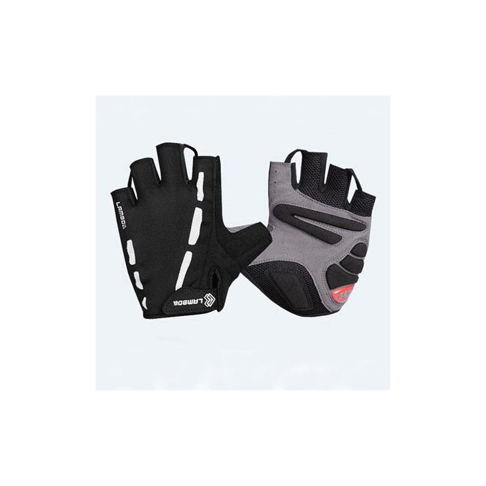 (Black, M) Men's Bike Bicycle Gloves Half Finger Gloves Riding Gloves MTB Mittens Gloves