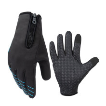 (Black + Blue, L) Full Finger Cycling Motorcycle Bike Windproof Gloves Touch Screen Anti-slip Ride Bicycle