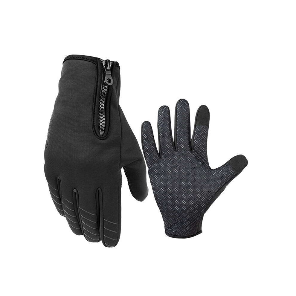 (Black, XL) Full Finger Cycling Motorcycle Bike Windproof Gloves Touch Screen Anti-slip Ride Bicycle