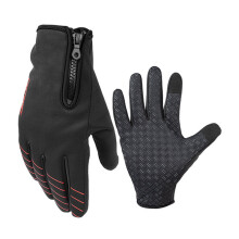 (Black+Red, XL) Full Finger Cycling Motorcycle Bike Windproof Gloves Touch Screen Anti-slip Ride Bicycle