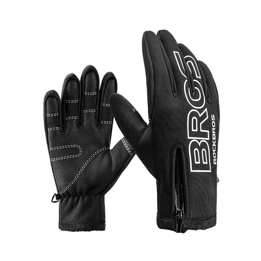 (Black, L) Winter Warm Cycling Gloves Full Finger Touch Screen Riding MTB Bike Bicycle Gloves Motorcycle Bike Gloves-image-OPC-PFZP25M-NEW
