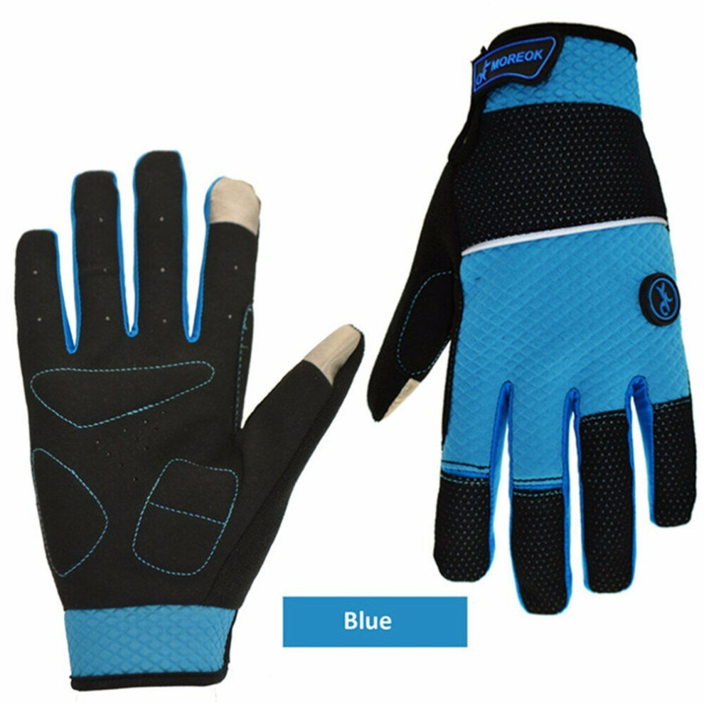 (Blue, XL) Warm Cycling Winter Gloves With Touch Screen Full Finger Mountain Bike Gloves