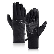 (Black, M) Outdoor Sports Non-slip Winter Warmth Ski Glove With Zipper Pocket For Men Women Waterproof Touchscreen Riding Gloves