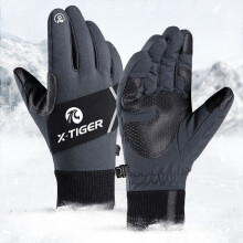 (Grey, 2XL) Cycling Gloves Winter Warm Full Finger Touch Screen Anti-slip Bicycle Gloves Motorcycle Bike Gloves