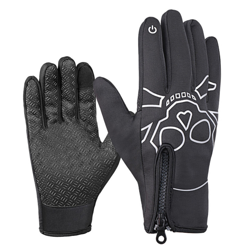 (XL) Wrist Winter Warm Windproof Fleece Lining Gloves Touch Screen Full Finger Mountaineering Skiing Cycling Glove