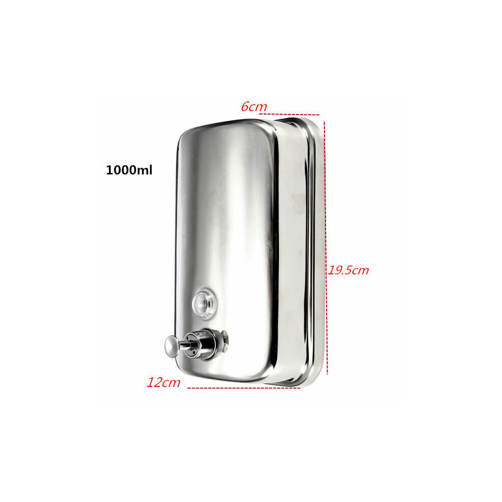 (1000 mL) Stainless Steel Wall-mounted Liquid Soap Dispenser Shower Body Wash Shampoo Hand Sanitizer Dispenser Box for Hotel Batehroom Kitchen