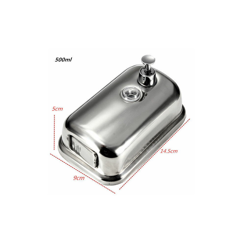 (500ml) Stainless Steel Wall-mounted Liquid Soap Dispenser Shower Body Wash Shampoo Hand Sanitizer Dispenser Box for Hotel Batehroom Kitchen