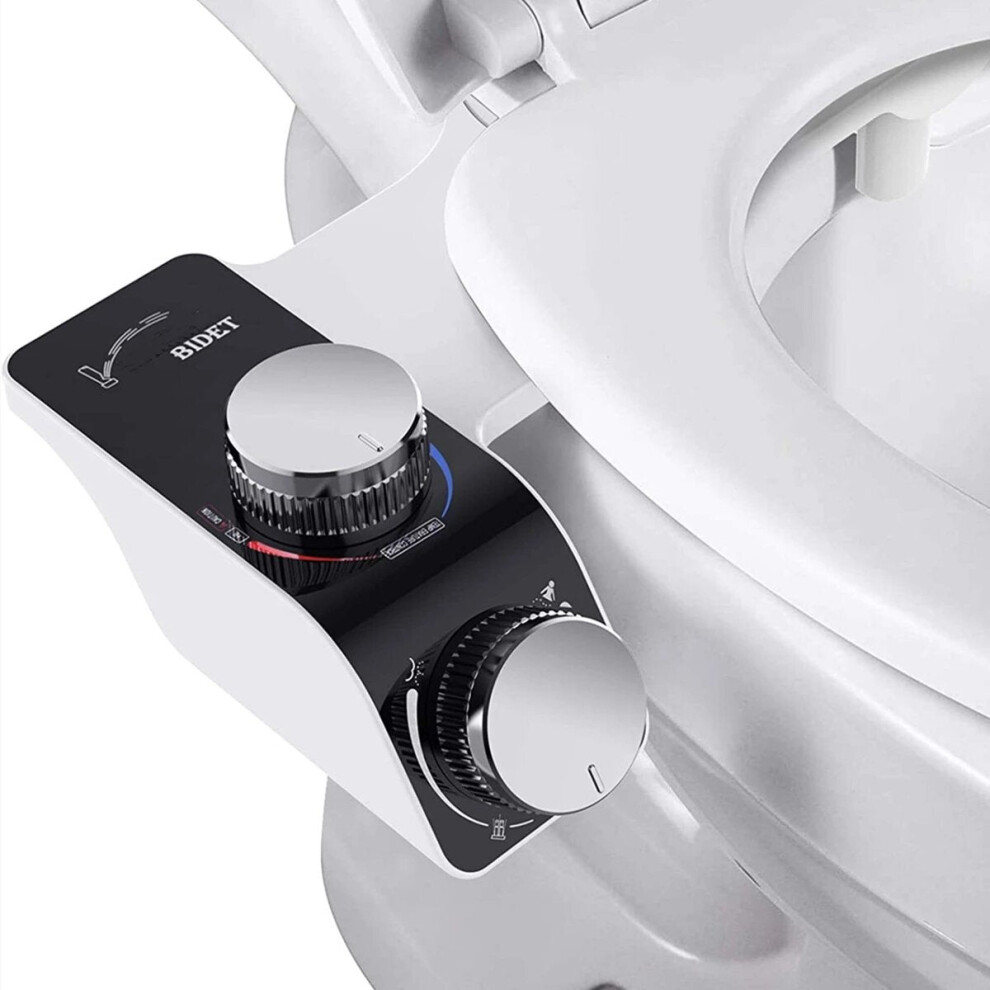 (European version) Personal Hygiene Bidet Toilet Seat Attachment Frontal Rear Wash Hot Cold Water Non-Electric Self-Cleaning Dual Nozzles