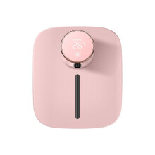 (Pink) Smart Temperature Display USB 320ml Wall-mounted Automatic Soap Dispenser Rechargeable Waterproof Infrared Sen sor Foam Handwash Machine