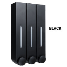 (Black, Three cups) Bathroom Liquid Soap Dispenser Wall Mounted For Kitchen Plastic 350ml Shower