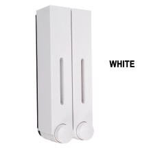 (White, Double cups) Bathroom Liquid Soap Dispenser Wall Mounted For Kitchen Plastic 350ml Shower